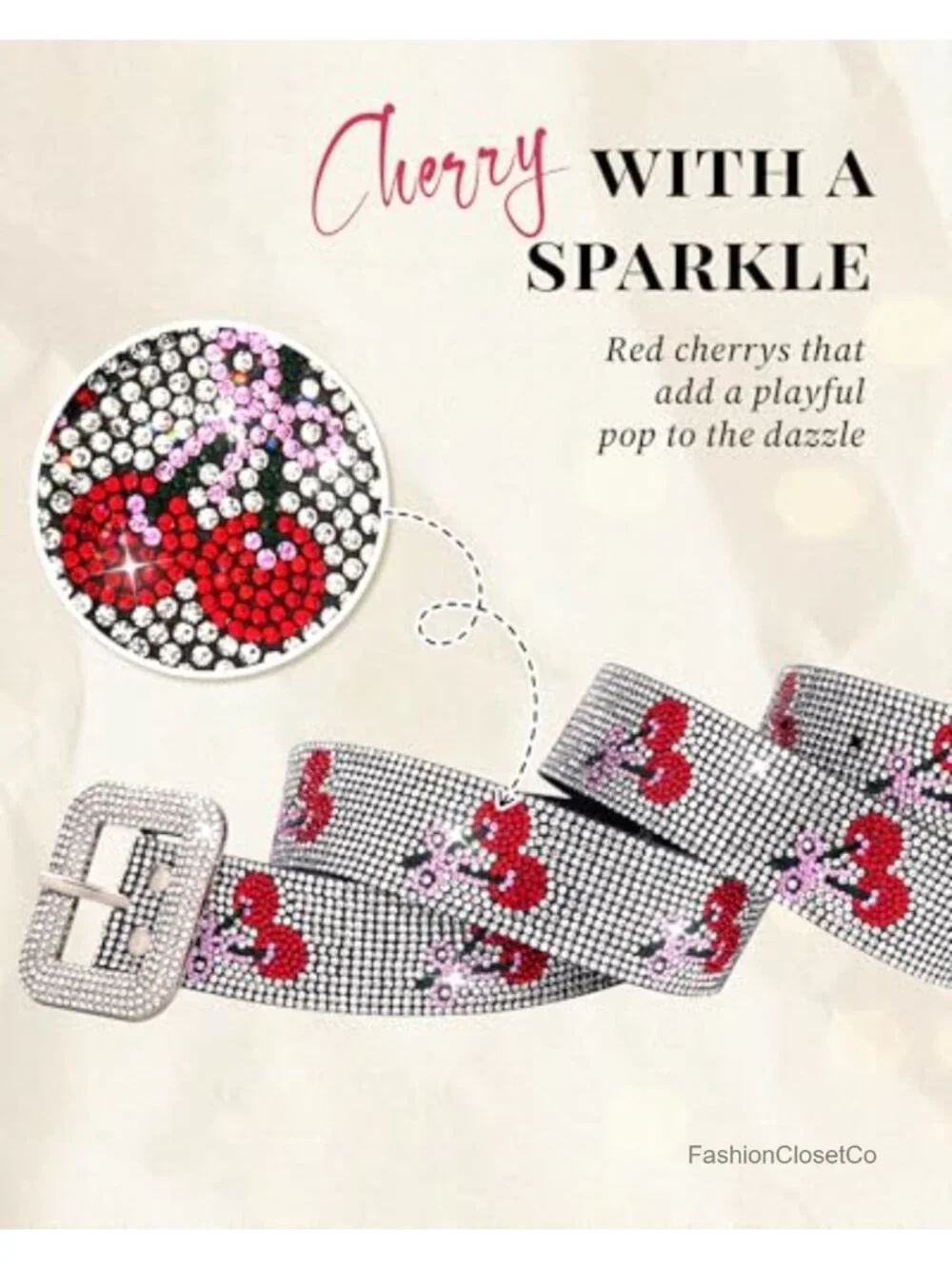 Sparkly Rhinestone Belt with Silver Buckle - Y2K Punk Women's Medium PU Leather